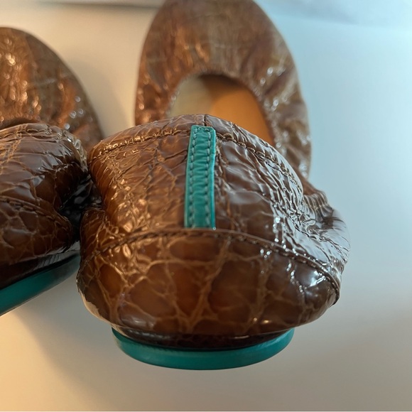 Tieks Women's Italian Leather Brown Croc Ballet Flats - Office 01 - Picture 11 of 15